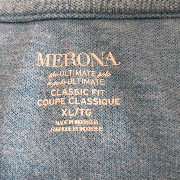 Short sleeve baby blue polo quarter button merona xl - Picture 2 of 2